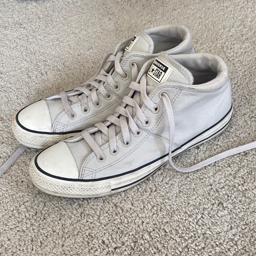 Limited edition Converse All Star Mid Top Sneakers - Light Gray Leather